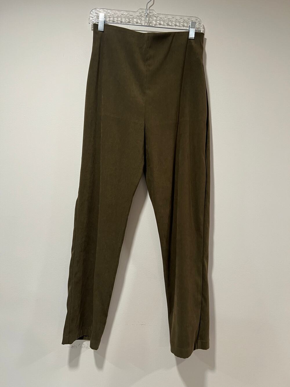 p.k. MAKS Los Angeles Pants Back Zipper Faux Suede Olive Green Size 8 JL